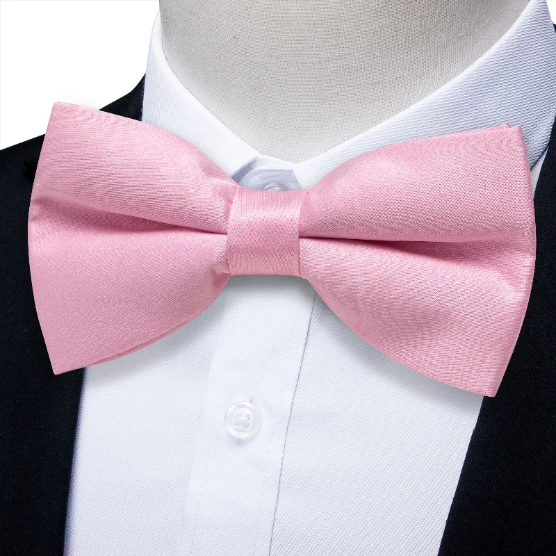 Men's tie with elegant patterns for special occasions-YourTies Light PinK Men's Wedding Tie Solid Pre-tied Bowtie