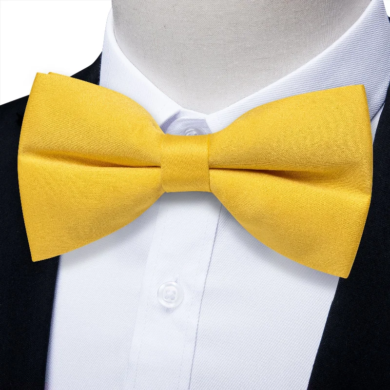 Trendy men's tie with minimalist print for work events-YourTies Light Yellow Neck Tie for Men Solid Wedding Pre-tied Bowtie