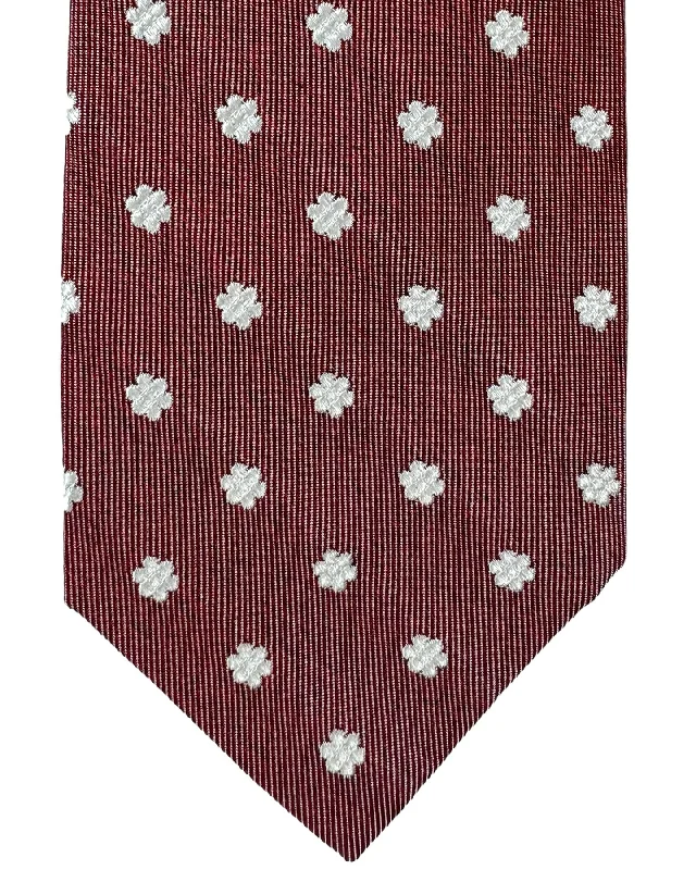 Men's tie with vibrant floral accents for formal gatherings-Barba Sevenfold Tie Bordeaux Silver Mini Floral Design - Sartorial Neckwear