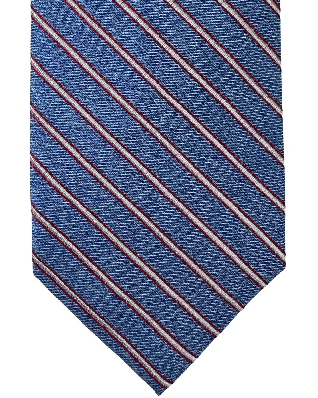 Trendy men's tie with diagonal stripes-Barba Sevenfold Tie Royal Blue Silver Red Stripes Design - Sartorial Neckwear