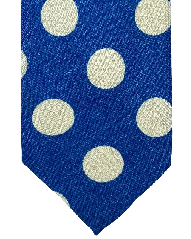 Men's tie for a polished office look with geometric designs-Barba Sevenfold Tie Royal Blue White Polka Dots Design - Sartorial Neckwear