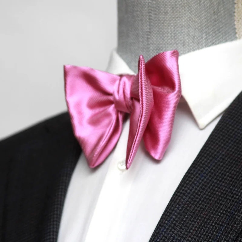 Men's tie with vibrant accents for corporate parties-Big Butterfly Fuchsia Silk Bow Tie