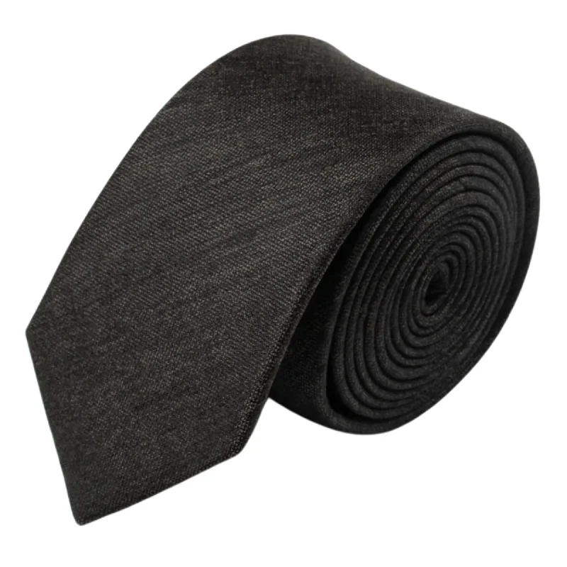 Classic men's tie for formal workwear-Black 6Cm Texture Slim Tie