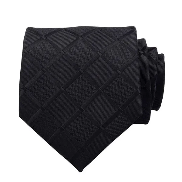 Men's tie with diagonal stripes for an elegant office appearance-Classy Men Black Carbon Silk Necktie