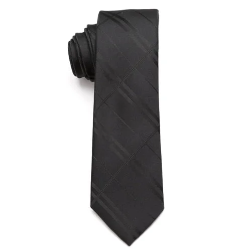 Men's tie with bold abstract print for formal events-Classy Men Black Elegant Skinny Tie