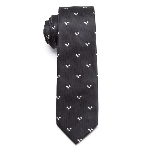 Men's tie with fine satin texture for office wear-Classy Men Black Patterned Skinny Tie