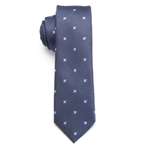 Men's silk tie for upscale corporate events-Classy Men Blue Blossom Skinny Tie