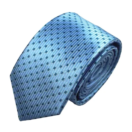 Elegant men's tie with floral print for formal wear-Classy Men Blue Dotted Luxury Silk Narrow Tie