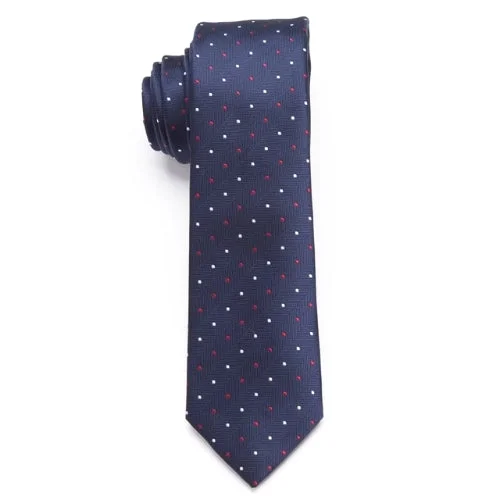 Stylish men's tie with classic pinstripes-Classy Men Blue Mini Dot Skinny Tie