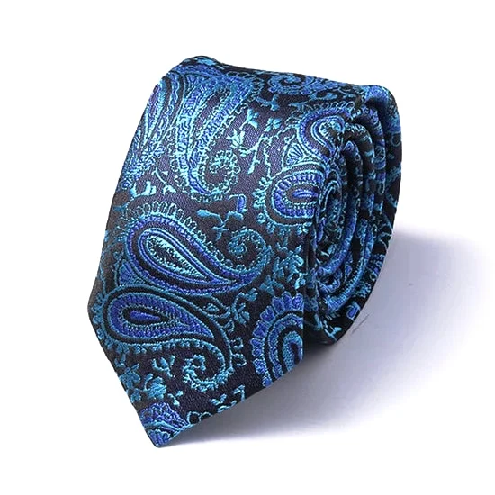 Stylish men's tie with subtle print for a refined look-Classy Men Blue Paisley Silk Skinny Tie