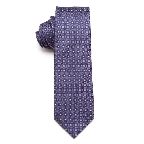 Trendy men's tie with diagonal stripes-Classy Men Blue Purple Skinny Tie