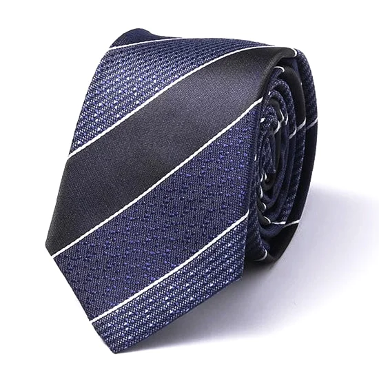 Elegant men's tie with light pastel colors for weddings-Classy Men Blue Thick Striped Silk Skinny Tie