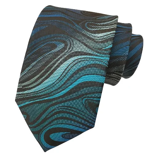 Best tie for men with rich fabric texture for work-Classy Men Blue Wavy Silk Tie