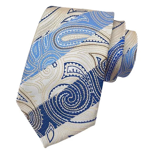 Men's tie with luxurious colors for upscale events-Classy Men Blue & White Silk Tie