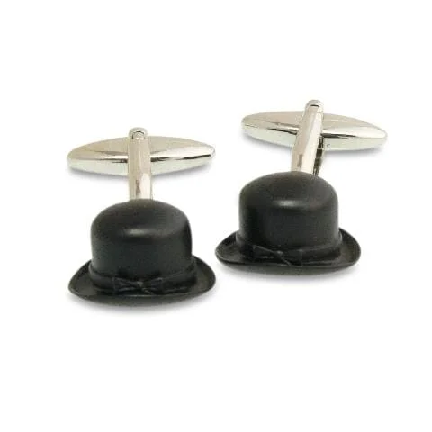 Elegant men's tie with floral motifs for corporate wear-Bowler Hat Cufflinks