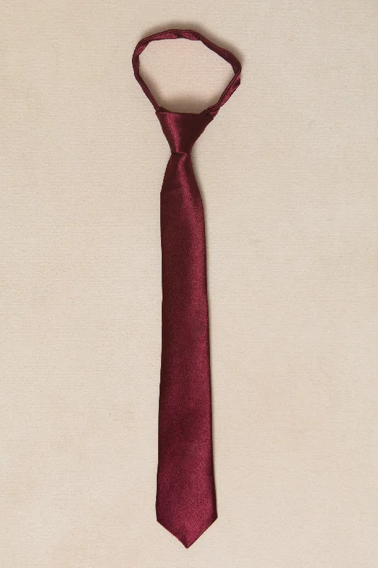 Men's tie for corporate events with modern design-Boys Max Tie in Wine Satin