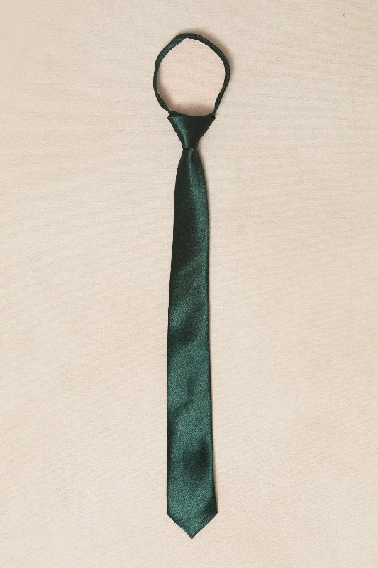 Men's tie with bold patterns for weddings-Boys Max Tie in Emerald Satin