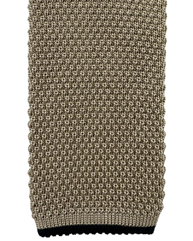 Men's tie with smooth texture for luxury events-Brunello Cucinelli Silk Square End Knitted Tie Tan SALE