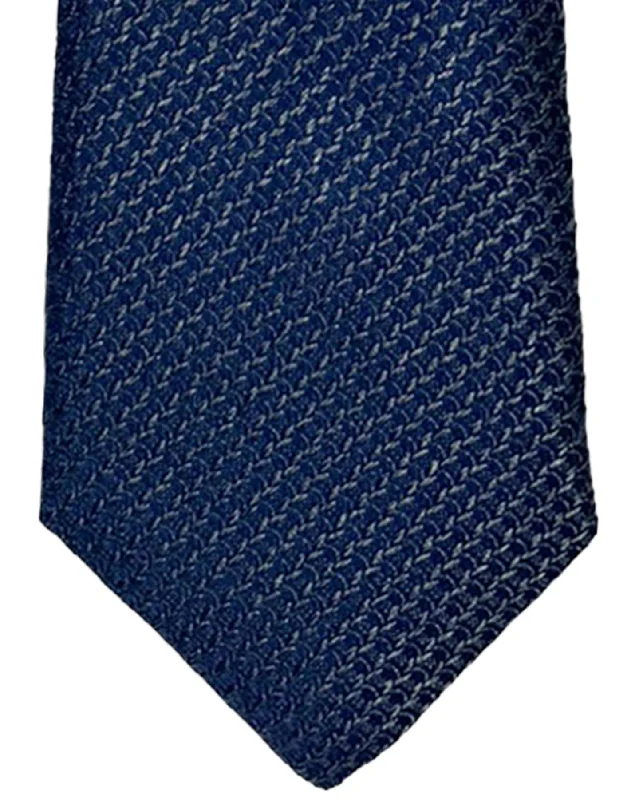 Designer tie for business professionals with chic design-Canali Silk Tie Dark Blue Gray Micro Pattern SALE