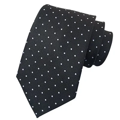 Designer men's tie for upscale social events-Classy Men Classic Black Mini Dot Silk Tie