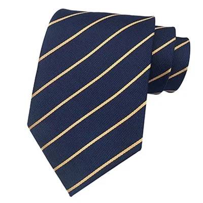 Stylish men's tie for creative professionals-Classy Men Classic Blue Gold Striped Silk Tie