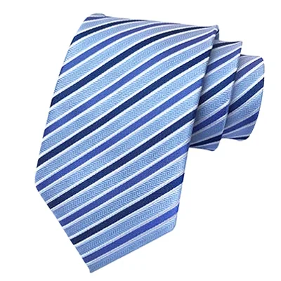 Classic men's tie with deep red tone for formal occasions-Classy Men Classic Ice Blue Striped Silk Tie