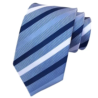 Designer silk tie for fashion-forward events-Classy Men Classic Light Blue Striped Silk Tie