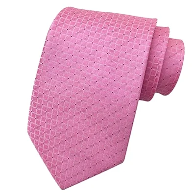 Best men's tie for professional job interviews-Classy Men Classic Pink Mini Check Silk Tie