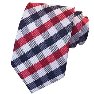 Men's tie for corporate events with modern design-Classy Men Classic Red Blue Check Silk Tie