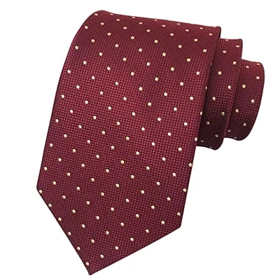 Men's tie with bold color contrasts for formal wear-Classy Men Classic Red Mini Dot Silk Tie