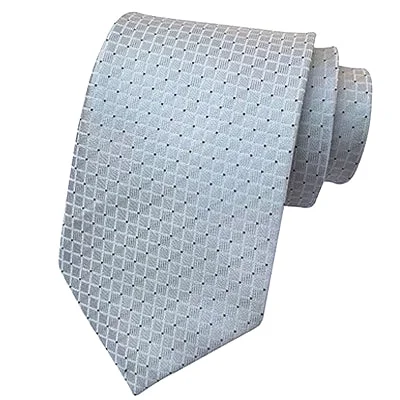 Men's tie with vintage design for a classy look-Classy Men Classic Silver Mini Check Silk Tie