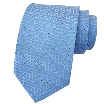 Men's tie with fine satin texture for office wear-Classy Men Classic Sky Blue Mini Check Silk Tie