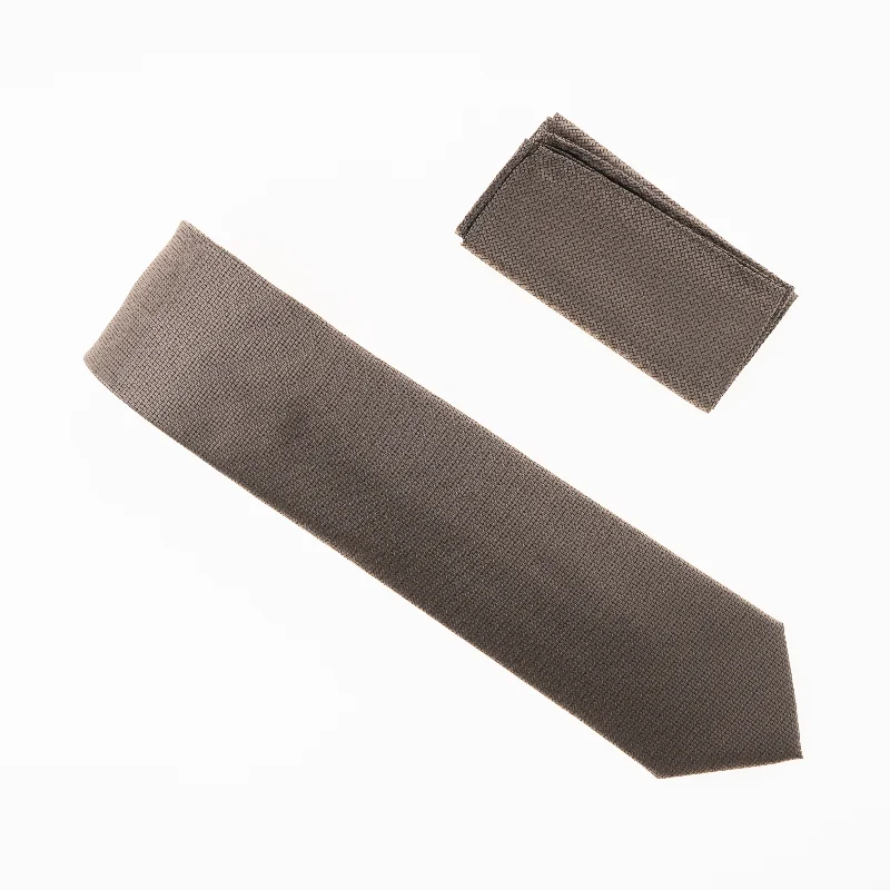 Men's tie with fine fabric for formal office wear-Coffee Brown Silk Pin Dot Necktie With Matching Pocket Square