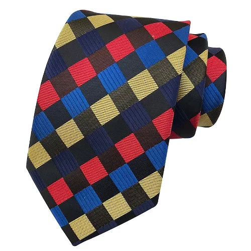 Stylish men's tie with vibrant patterns for special events-Classy Men Colorful Checked Silk Tie