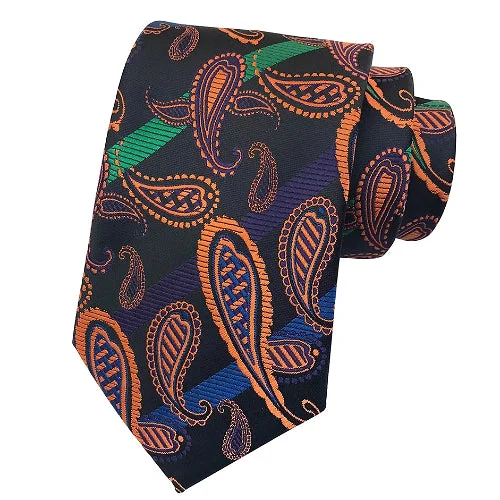 Men's tie with smooth satin finish for formal wear-Classy Men Colorful Paisley Silk Tie