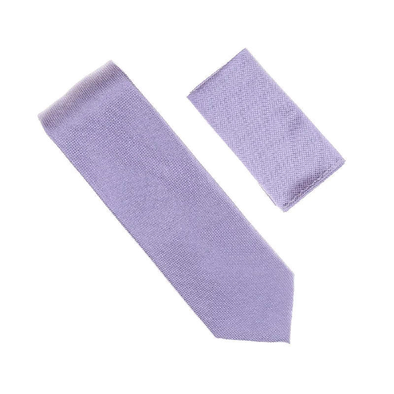 Elegant men's tie with fine texture for business wear-Medium Purple Pin Dot Silk Necktie with Matching Pocket Square