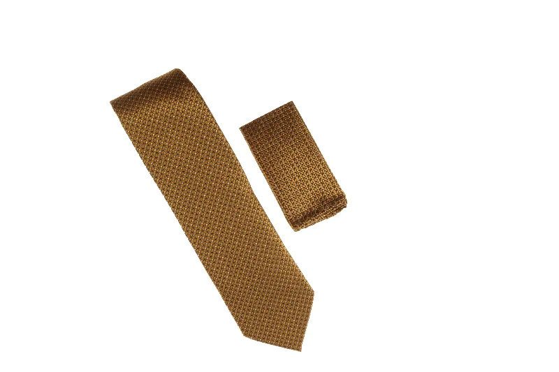 Stylish men's tie with vibrant patterns for special events-Metallic Gold, Silver, Navy, and Gold Designed Necktie with Matching Pocket Square WTH-A110