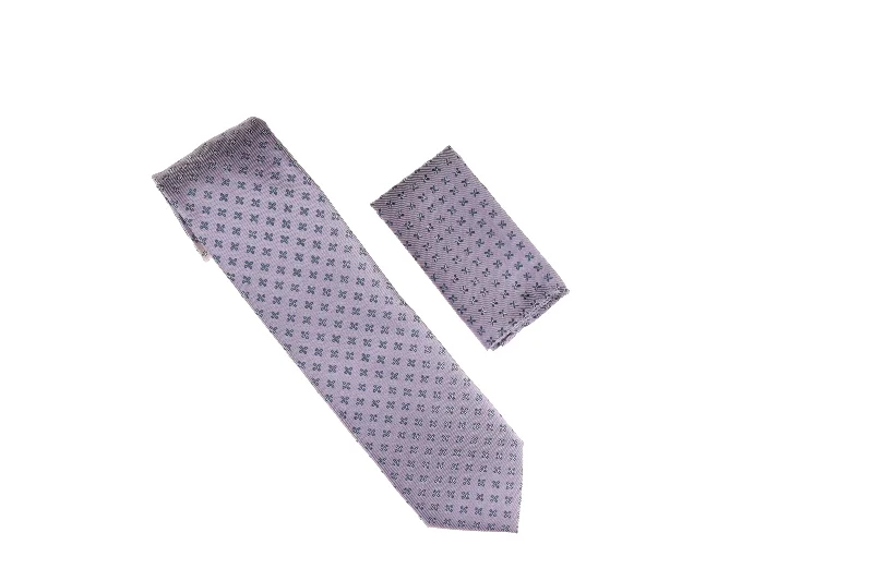 Men's tie with luxurious colors for upscale events-Metallic Purple with Blue Designed Necktie with Matching Pocket Square WTH-A166