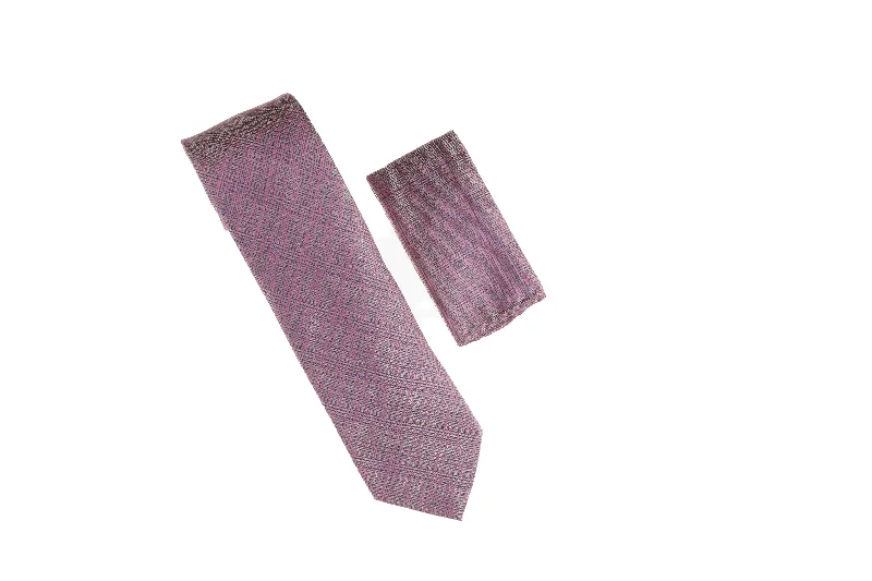 Men's tie with elegant patterns for special occasions-Light Purple, Silver, and Navy Designed Necktie with Matching Pocket Square WTH-A180