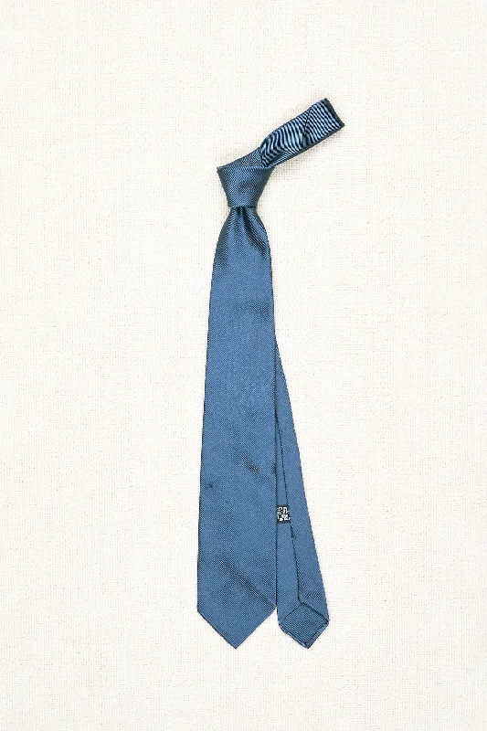 Men's tie for business functions with solid color-Drake's Blue Solid Woven Silk Tie *sample*