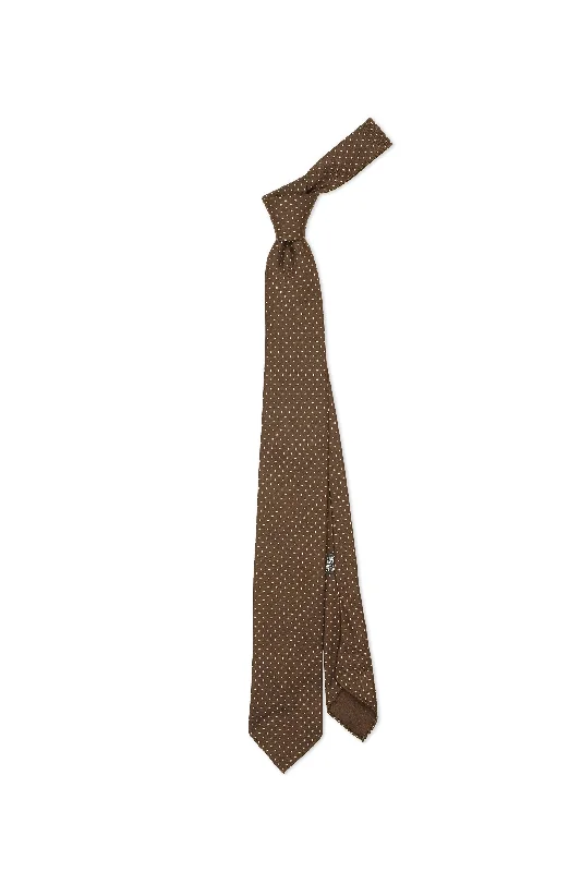 Stylish men's tie with sleek finish for modern work attire-Drake's Brown Spotted Silk Tie