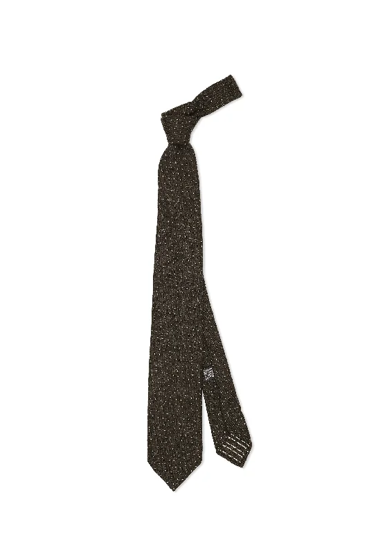 Men's tie with intricate design for upscale dinners-Drake's Dark Brown Silk Woven Donegal Tie