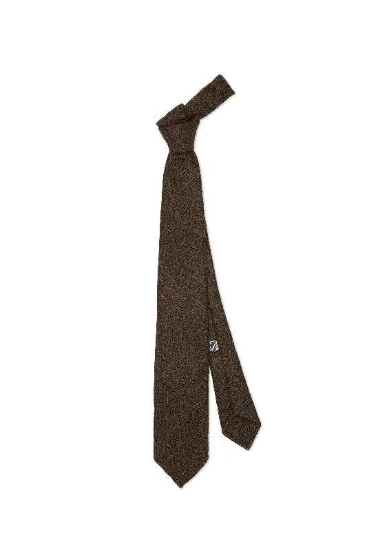 Men's tie for holiday dinners with bold color contrasts-Drake's Dark Brown Wool Woven Tie