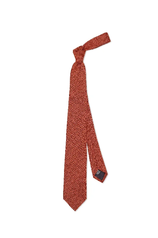 Men's tie for stylish office wear with vibrant hues-Drake's Orange/Navy Herringbone Silk/Wool Woven Tie