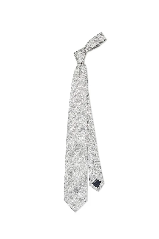 Men's tie with floral prints for a refined look-Drake's Silver Polka Silk Tie