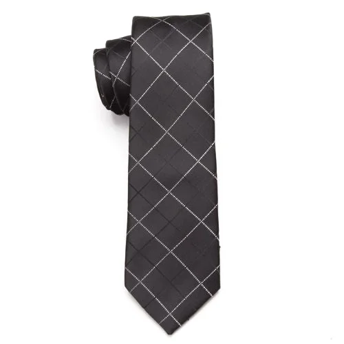 Stylish men's tie for evening parties-Classy Men Elegant Checkered Skinny Tie