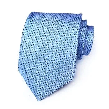 Men's tie for high-end office meetings-Classy Men Formal Blue Dotted Silk Necktie