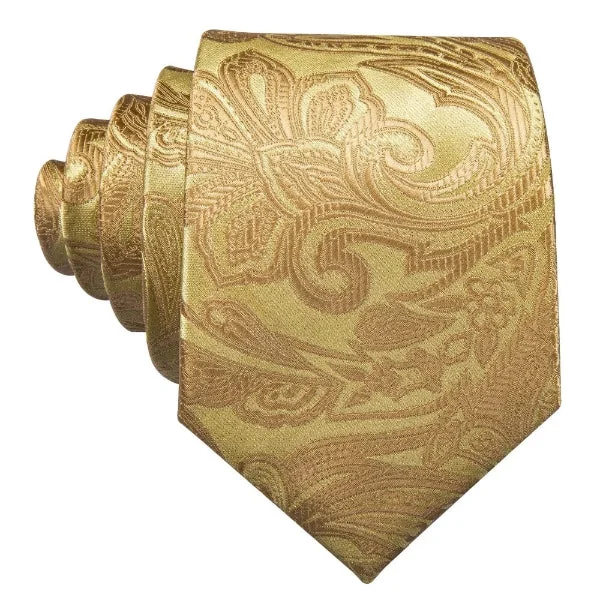 Stylish men's tie for creative professionals with unique design-Classy Men Gold Paisley Silk Tie