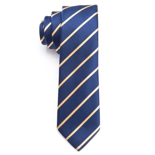 Men's tie for luxury events-Classy Men Gold Striped Skinny Tie