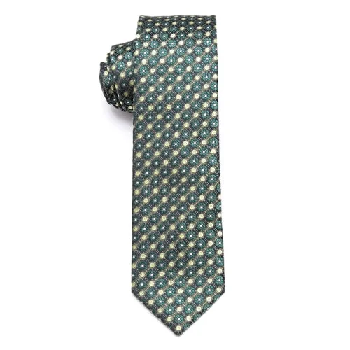 Men's tie with bold stripes for casual office wear-Classy Men Green Floral Skinny Tie